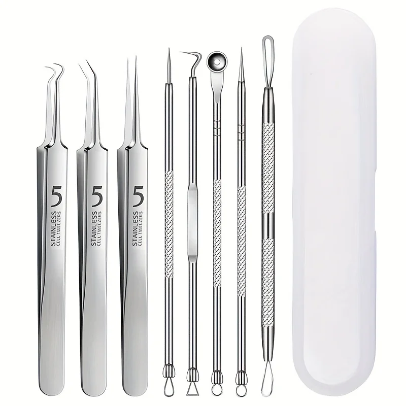 Ensemble d'aiguilles 8 pièces, pince cellulaire, élimination des points noirs, pincettes Ultra-fines, Salon de beauté professionnel, aiguille de haute précision