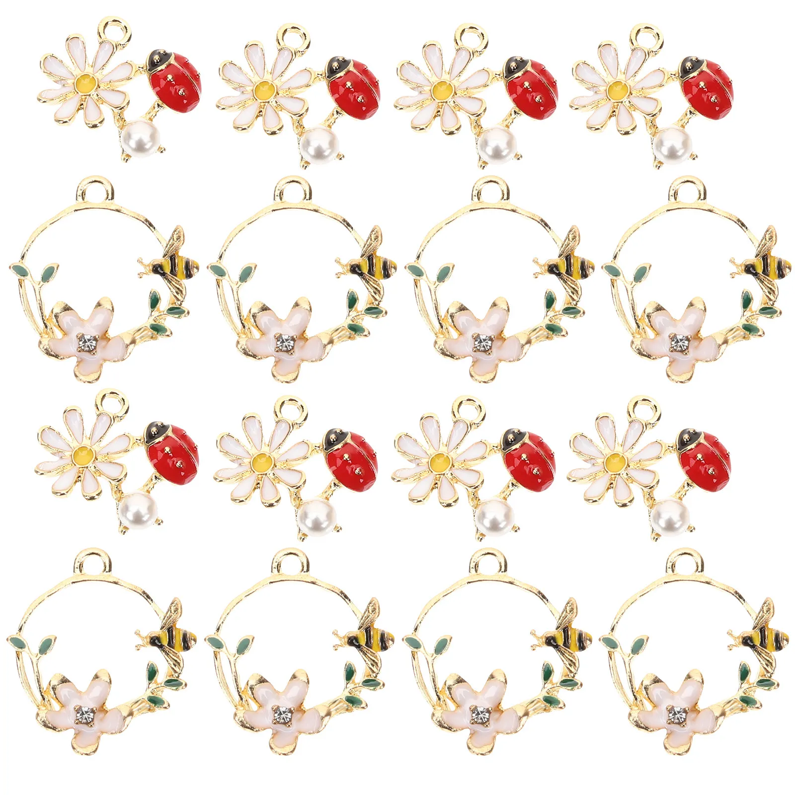 

20Pcs Ladybug Bee Flower Alloy Charms Hanging Pendants DIY Jewelry Making Supplies Necklaces Bracelets Earrings Keychains Unique