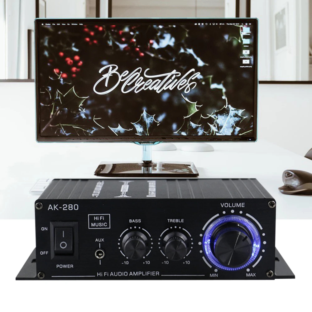 

AK-280 цифровые усилители HiFi бас стерео усилитель мощности 12 В 40 Вт + 40 Вт двухканальный музыкальный плеер домашний кинотеатр RCA AUX вход