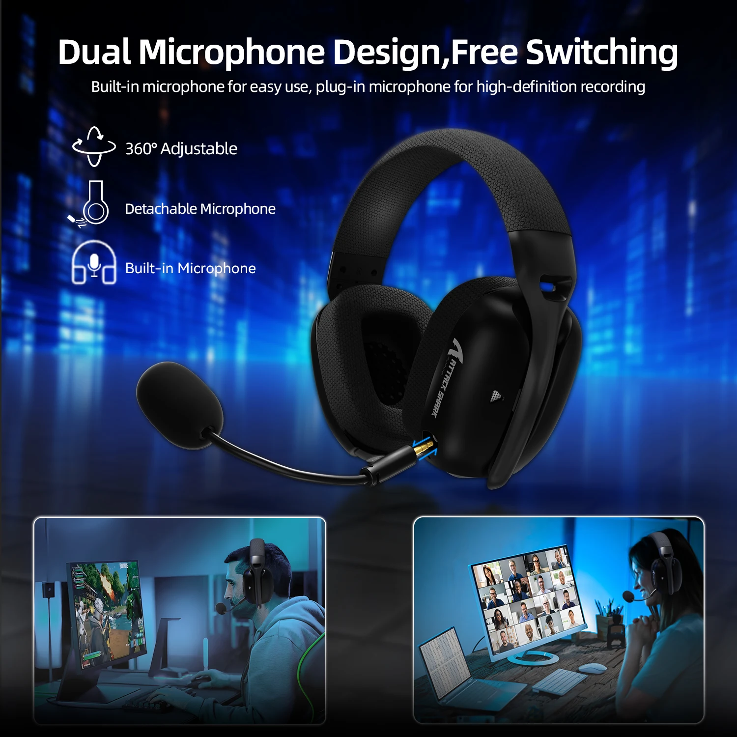 L80 PRO 3-in-1 Tri-Mode Gaming Headset 2.4G Wireless Bluetooth5.3 3.5mm Wired Lightseed Wireless Tech 20ms Ultra Low Latency