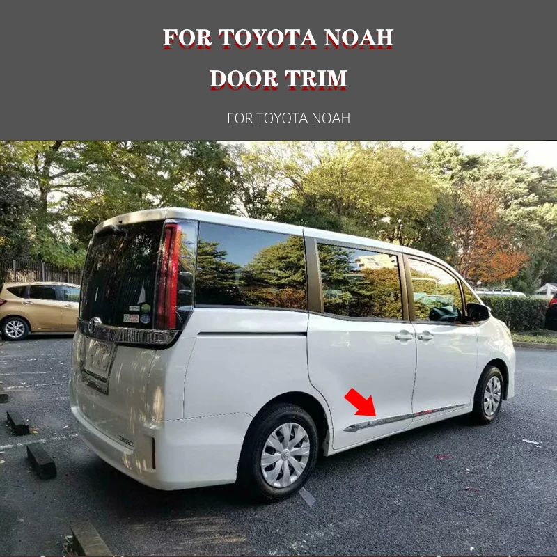 

4Pcs Door Trim For Toyota Noah Side Door Car Body Molding Cover ABS Chrome Trim Carbon Fiber Look Auto Accessories