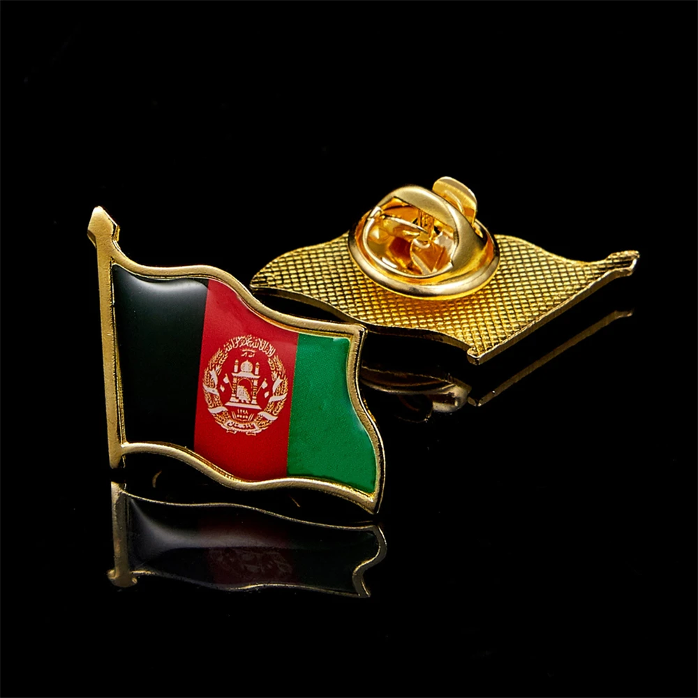 Afghanistan National Flag Epoxy Collectible Metal Patriotism Pin Flag Badge for Clothing Lapel Ornament