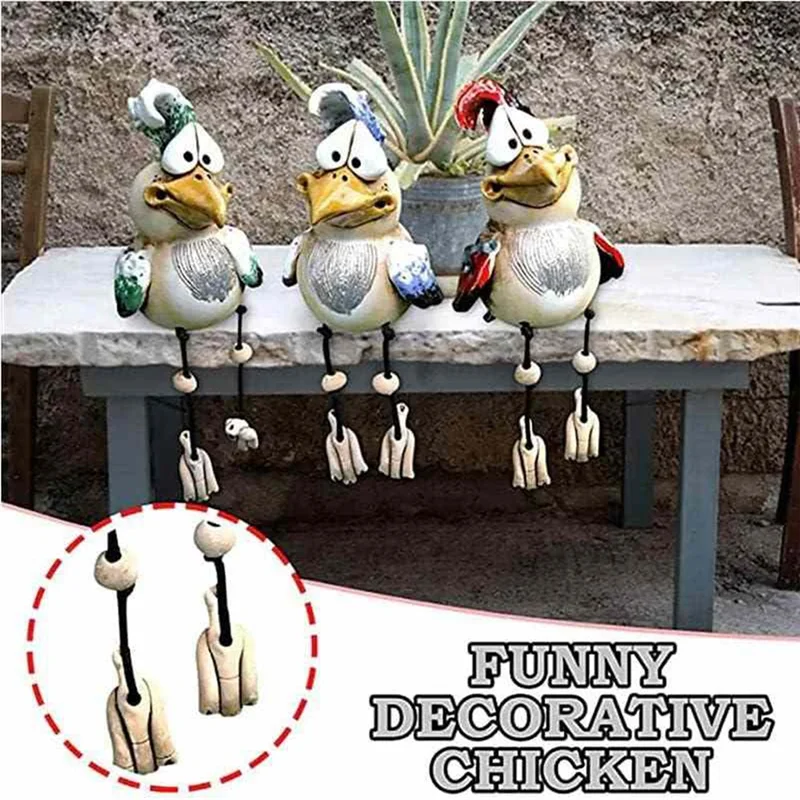 

AB33-3PCS Funny Chicken Fence Decoration Statues Funny, Waterproof Resin As A Gift For Children And Also Suitable For Patio