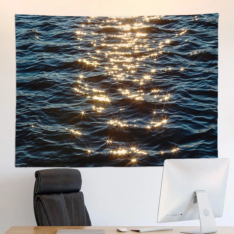 Shimmering Sea Surface Scenery Vacation Tapestry River Tapestry Wall Decor Bedroom Decoration Tapestry Bedding Room Decorative