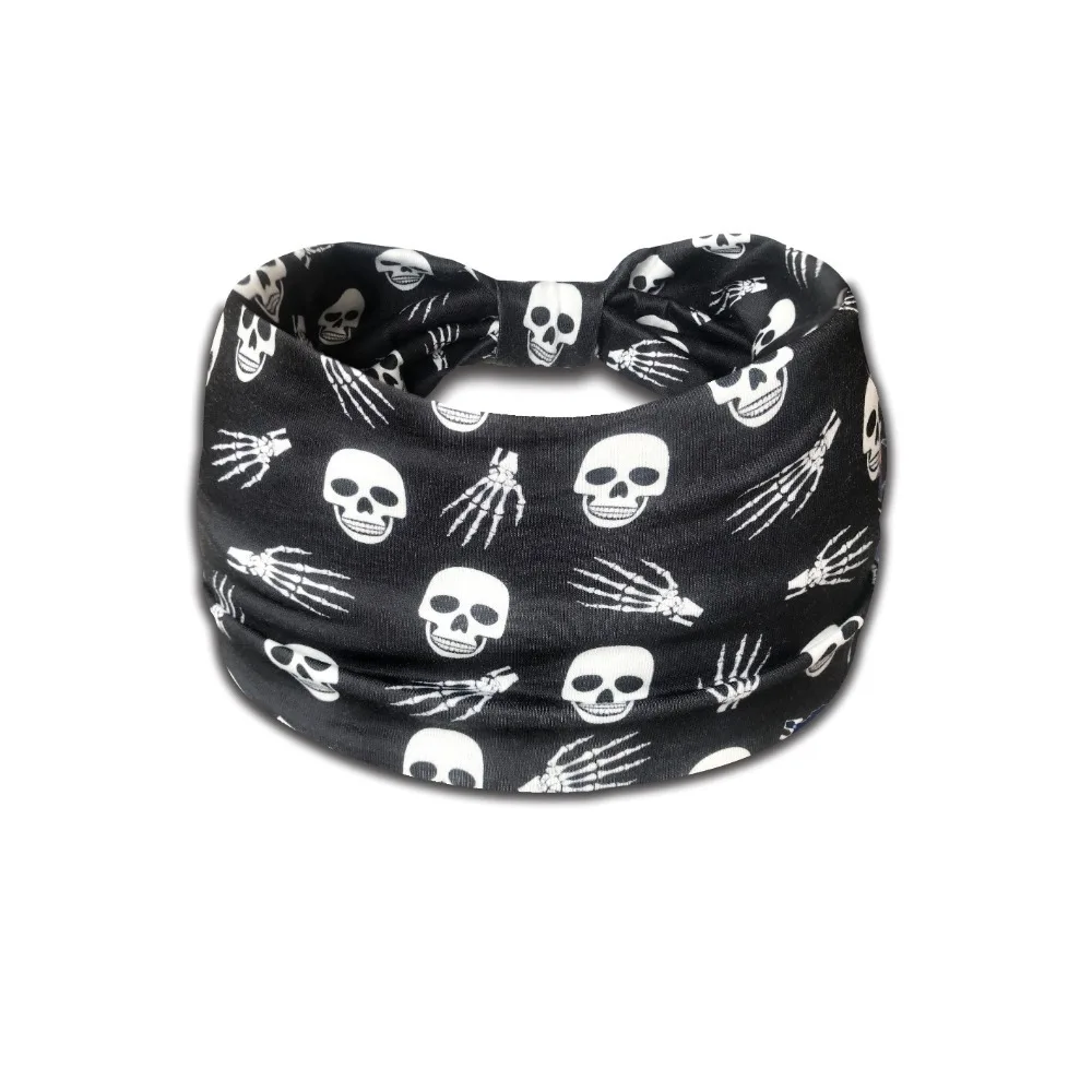 1pc Mode Nicht Slip Punk Stirnband Schädel Muster Stirnband Halloween Kopfbedeckungen Verknotet Haarband Haar Styling Zubehör – Detail 8