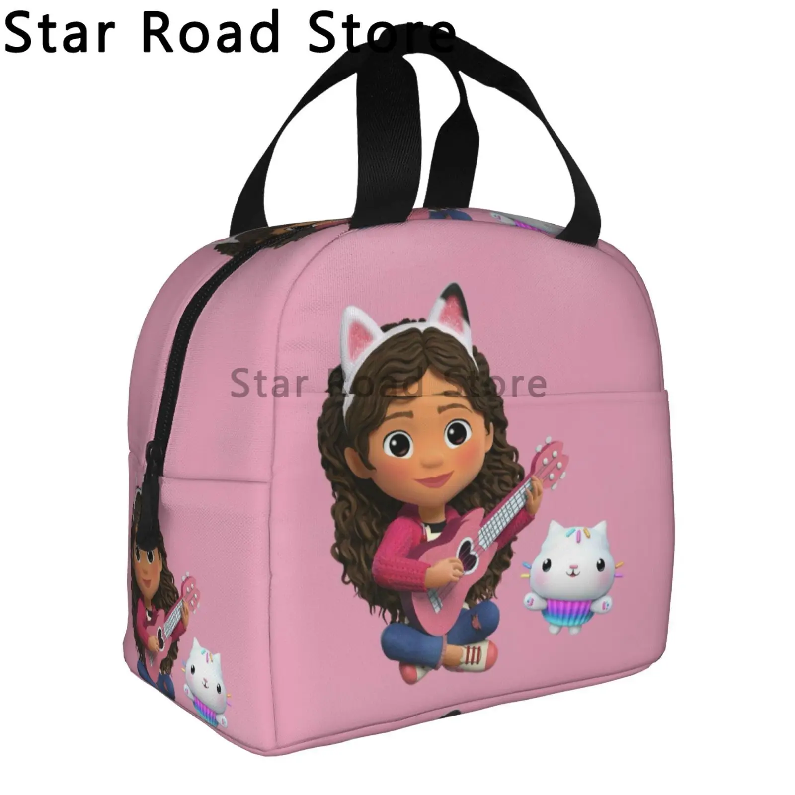 Custom Cartoon Gabbys Dollhouse Lunch Bag Men Women Gabby Mercat Cooler Thermal Insulated Lunch Boxes for Kids School