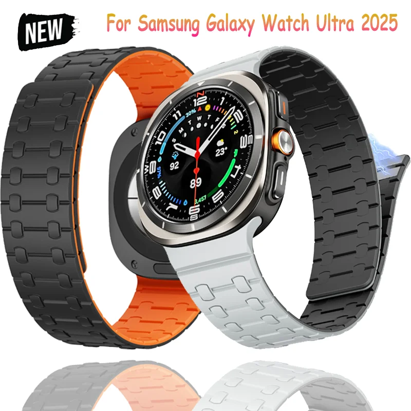 Weiches Silikonarmband für Samsung Galaxy Watch Ultra 2025, keine Lücken, Sport-Magnetarmband für Galaxy Watch Ultra 47 mm, Zubehör