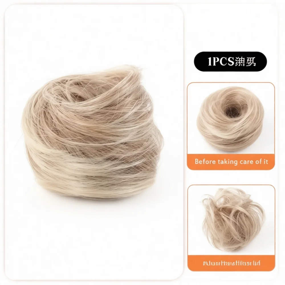 Straight Hair Bun Scrunchie Synthetic Updo Hairpiece Volume Extension Messy Wrap Chignon Elegant Wigs For Daily Beauty