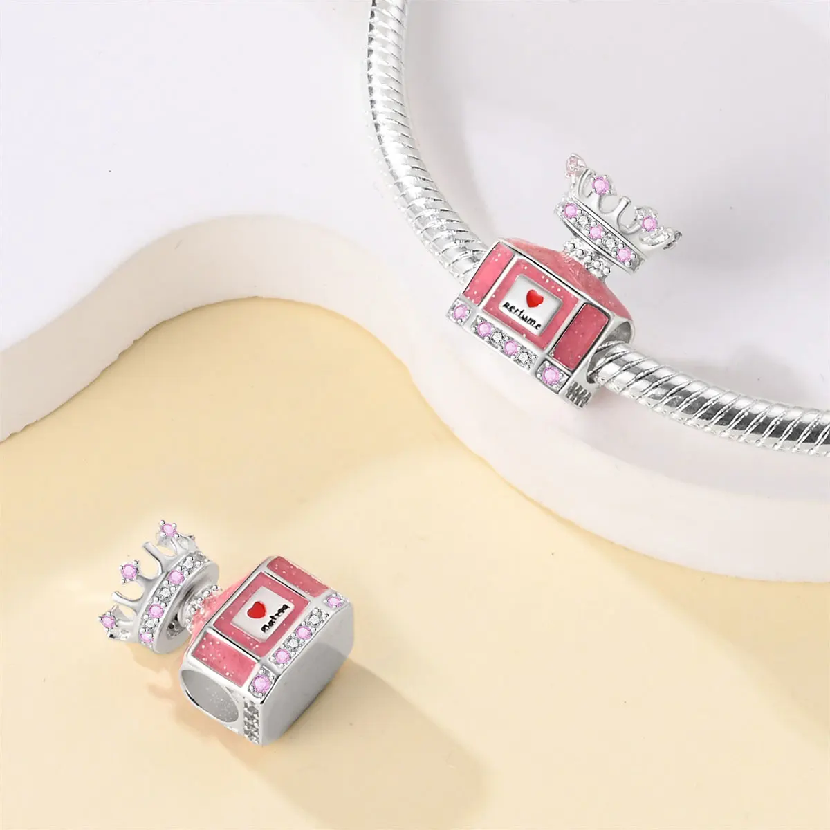 

Charms Plata 925 Pink crown perfume bottle Beads Fit Original 925 Bracelets Charms for Women Jewelry DIY Making Gifts