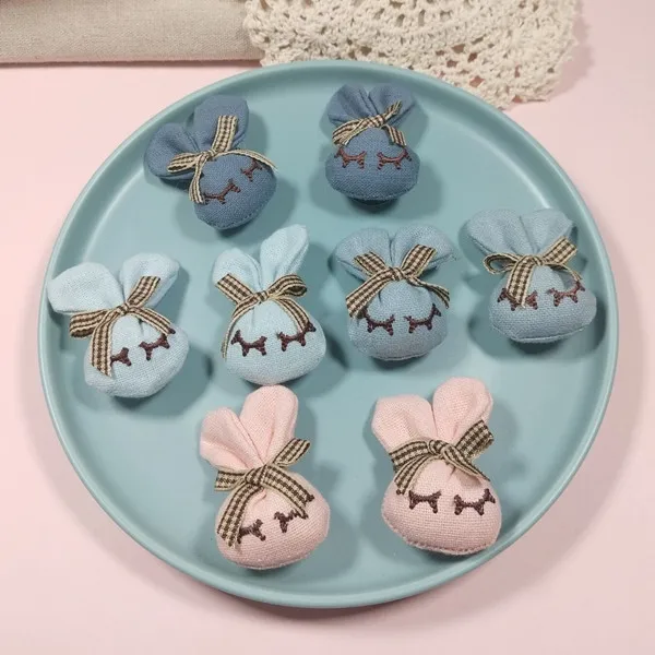 Brooch Cute Rabbit Bunny Fabric Pin Korean Style Kids Cotton Linen Bow Children Clothes Bag Decoration Soft Unique Premium Gift