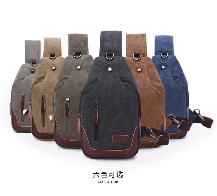 

Men's multi-pocket large-capacity single-shoulder chest bag, high-quality washable canvas crossbody chest bag