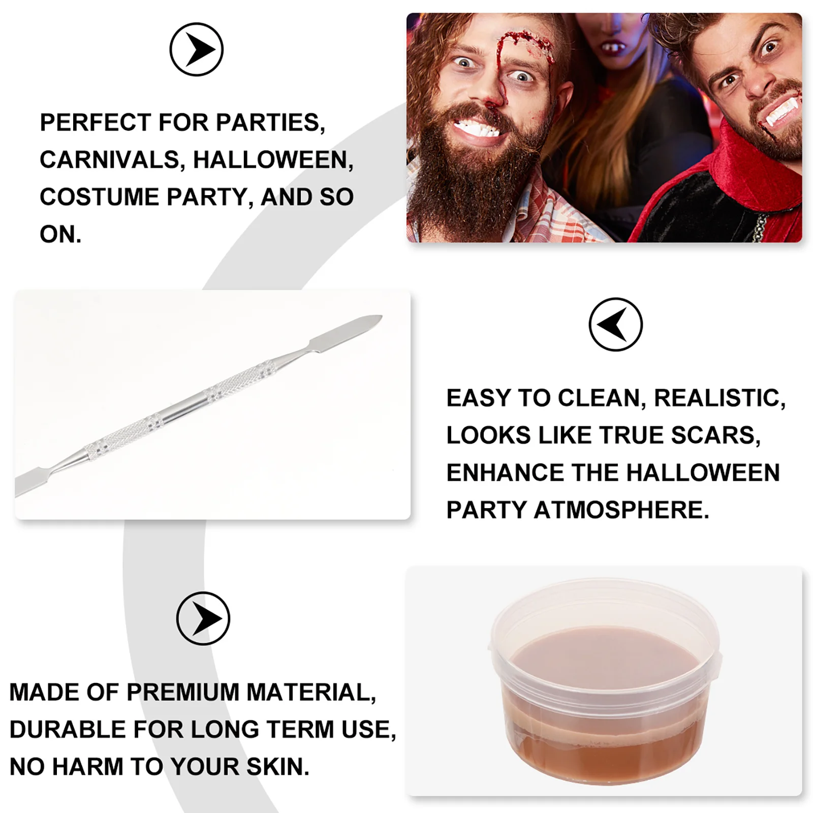 

1Set Scar Skin Wax Fake Scab Blood Festival Makeup Wax Special Effects Face Body Paint Halloween Fake Scab Blood