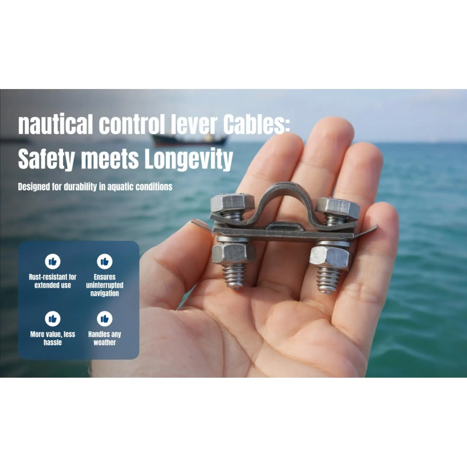 Silver 304 Stainless Steel Control Cable Saddle Clamp Shim Kit for Hangkai Outboard Motor Boat