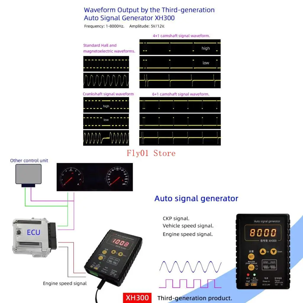 

Автомобиль -генератор генератора коленчатого вала Датчики симулятора Simulators Diagnostic Tool от 2 Гц до 8 кГц для автомобилей