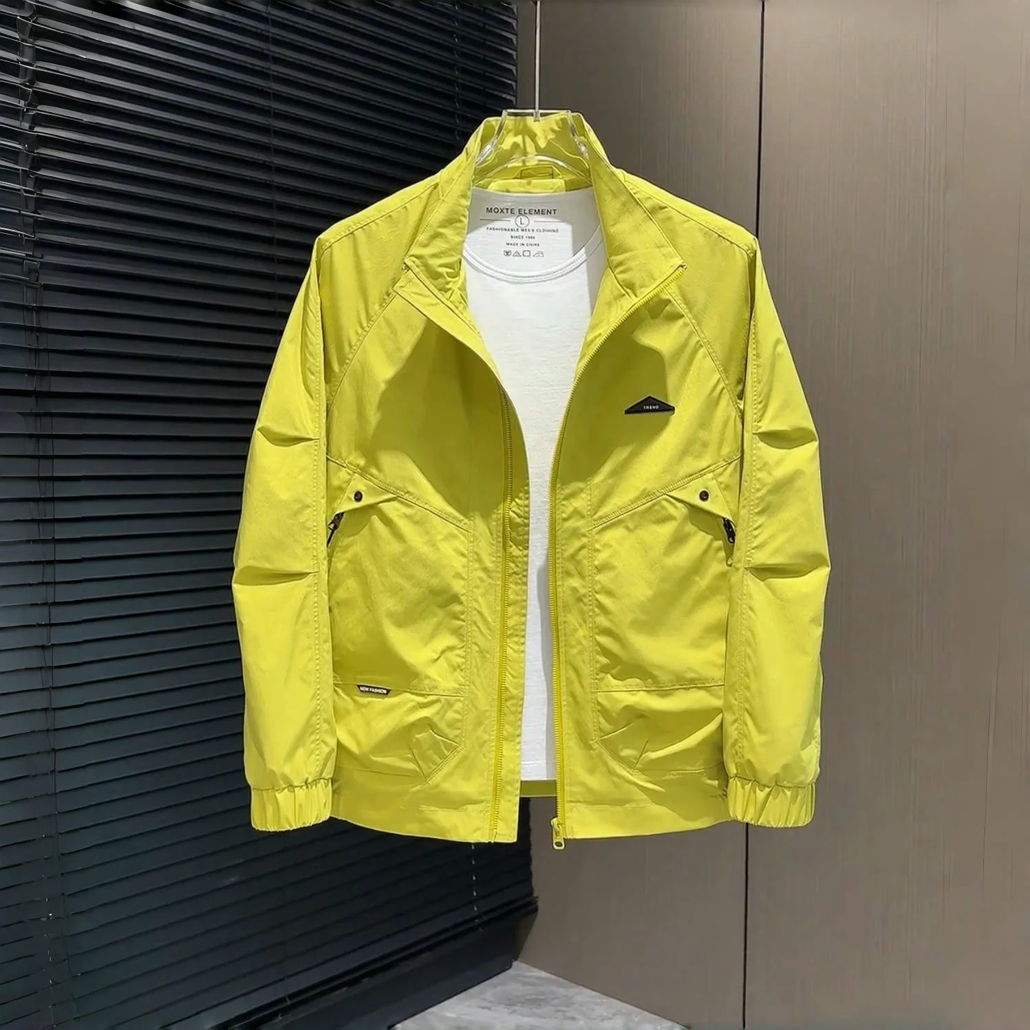 

Trendy Workwear Jaet Men's Spring Autumn ort Stand Collar Haome Sli Polyester Fiber Zipper Decorated Casual Sle