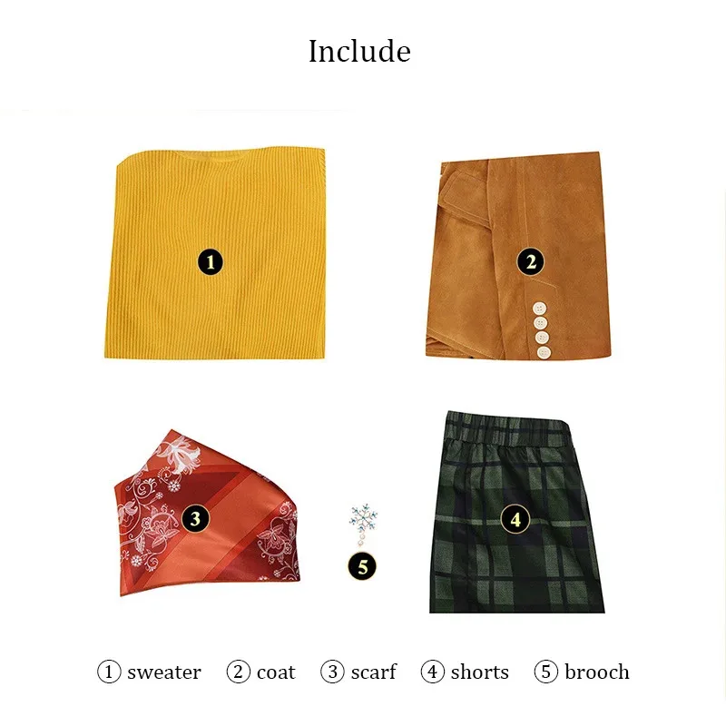 CyAshley-Disfraz de Cosplay, peluca, zapatos, abrigo Ashley, falda, chaleco, bufanda, broche, conjunto completo, traje de mujer, ropa de fiesta de Carnaval y Halloween