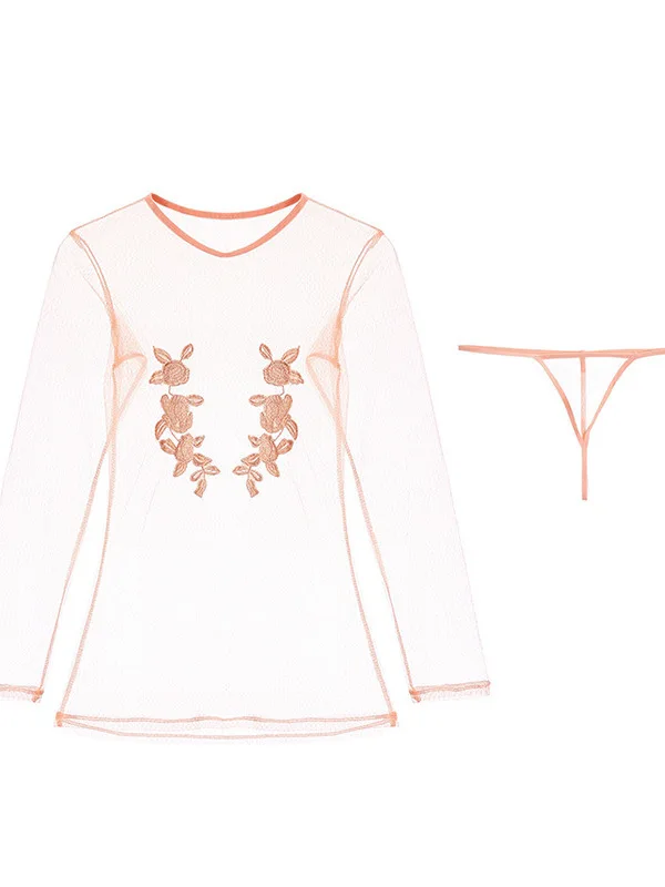 ฤดูร้อนฤดูใบไม้ผลิและอเนกประสงค์เซ็กซี่ลูกไม้ตาข่ายมุมมอง Suspender แขนยาวน่ารักเสื้อเสื้อยืดเสื้อผ้าอินเทรนด์สําหรับผู้หญิง 3J6U