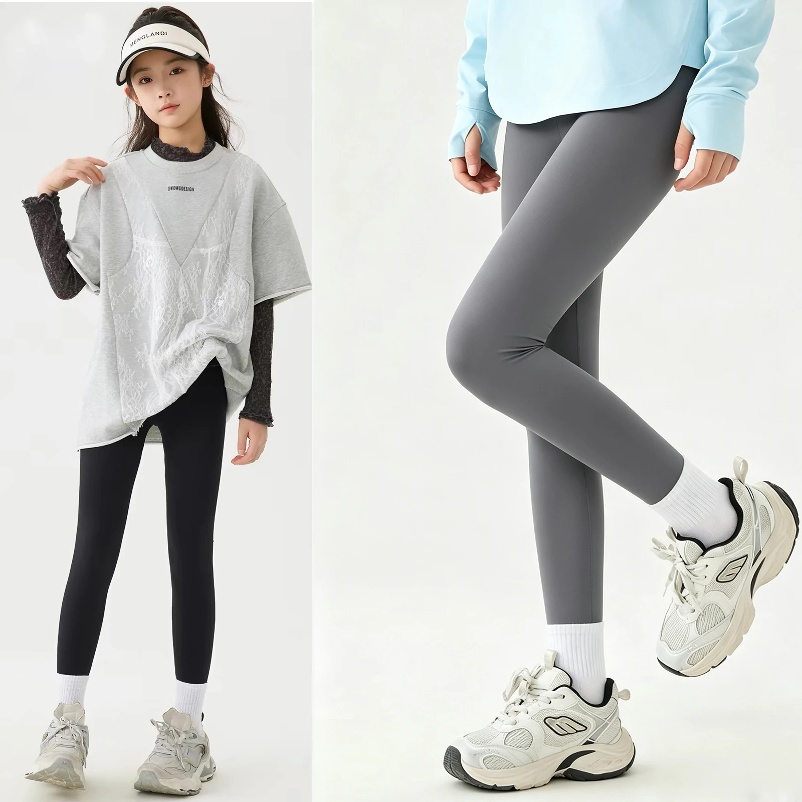 Girls High Waist Yoga Leggings, Solid Color Soft Stretchy Sports Pants, Kids Casual Workout Dance Tight Pants, Children Daily We
