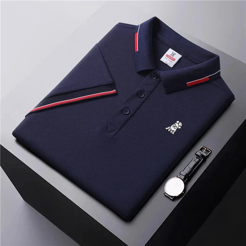 

JAMES BARK Summer New Men's Polo Shirt High-quality Short-sleeved Polo Shirt High-end Embroidered Men's Lapel Clothes