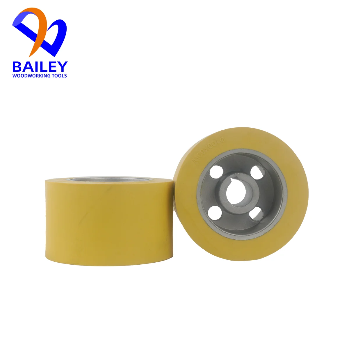 BAILEY 1Pair 100x27/34x50mm Yellow Feeding Roller Rubber Wheel for Feeder Machine Woodworking Tool