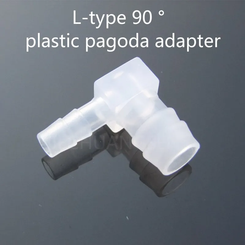 5 TEILE/LOS Minderer Pagode Elbow Reducer Wasser Rohr Joint L-typ 90 ° Kunststoff Pagode Adapter Transparent Material Lebensmittel grade