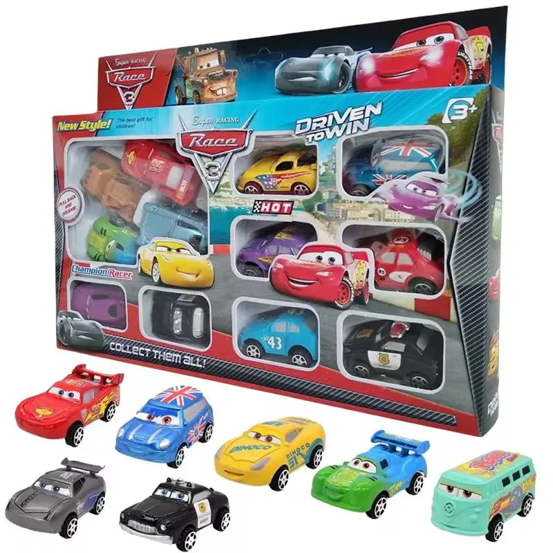 New 12pcs Disney Pixar Cars Back Force Lightning Mcqueen Jackson 6cm Storm Mater Model Car Accompanying Toys Kids Birthday Gifts