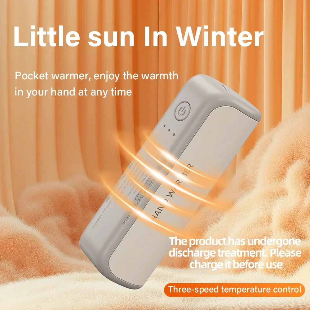 

Portable Rechargeable Hand Warmer - 3-Level Heat Settings 360° Surround Heating Compact Pocket Size for Outdoor & Daily Use