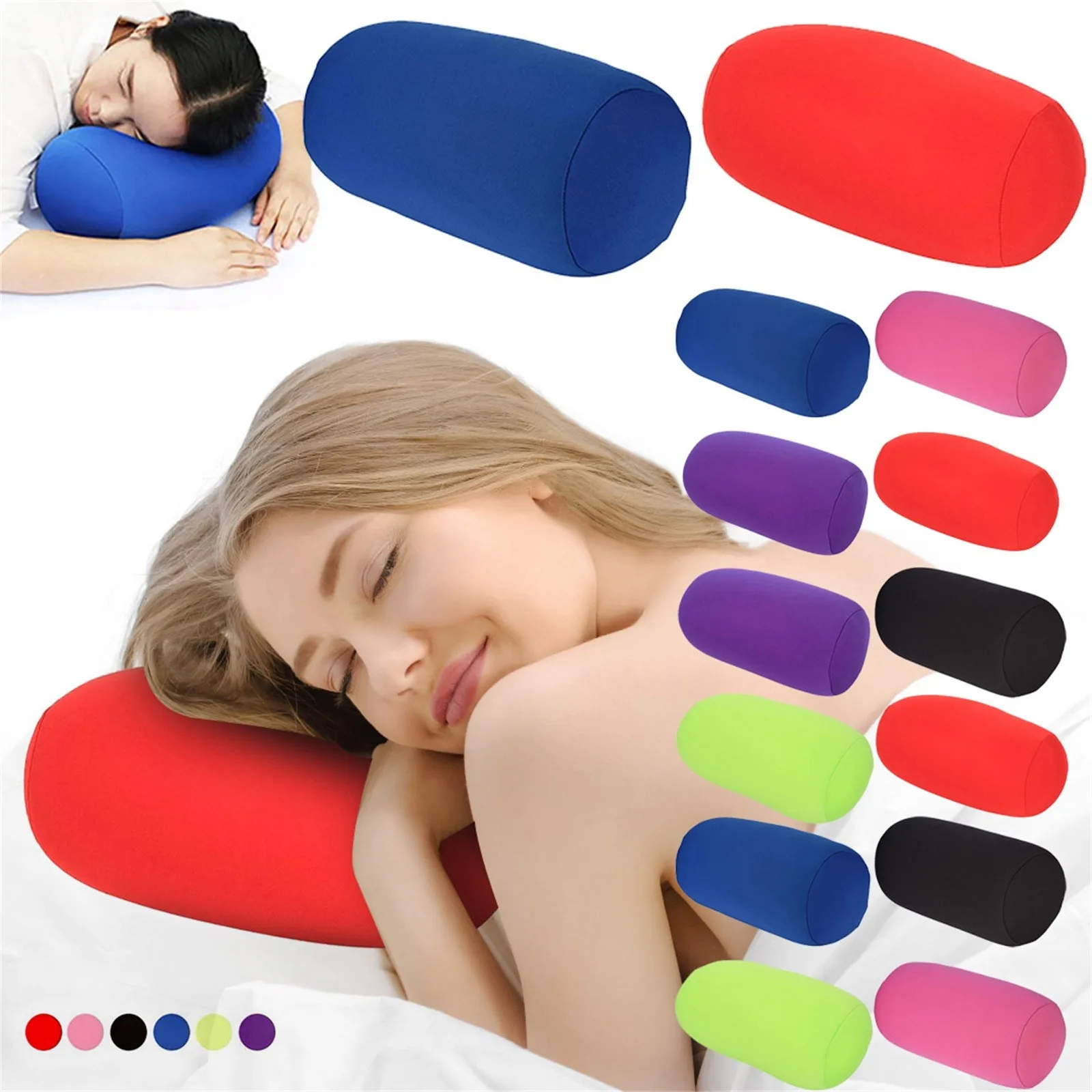 Support Neck Neck Home Cushion Roll Mini Head Rest Seat Microbead Support Case Zip Silk Pillowcase