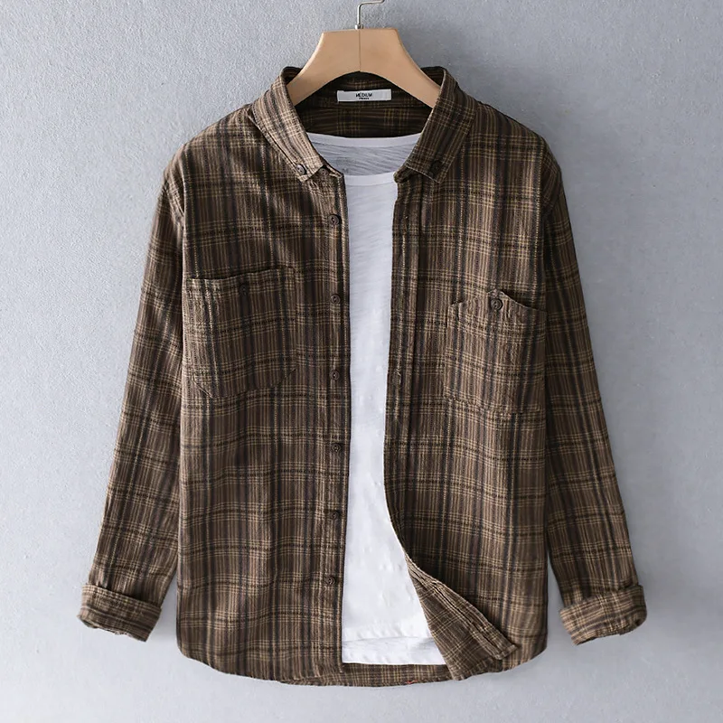 

Spring Autumn Men's Cotton Long Sve Striped irt Casual Sle Faionable Slim Fit Japanese Sle Literary Leisure irt