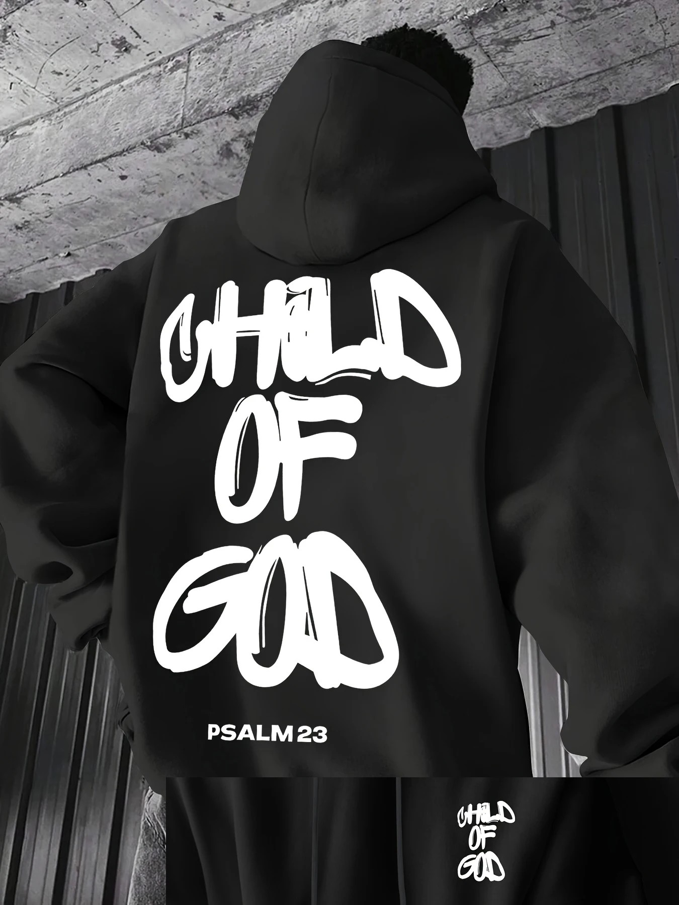 Unisex Hoodie Child Of God Psalm 23 Print Oversized Christian Streetwear Sweatshirt Casual Long Sleeve Pullover Tops - view 3