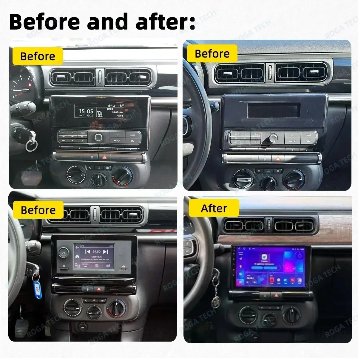 Car Radio For Citroen C3 2018 - 2023 2 Din Android Multimedia GPS Navigation Carplay Android Auto Head Unit Stereo Autoradio