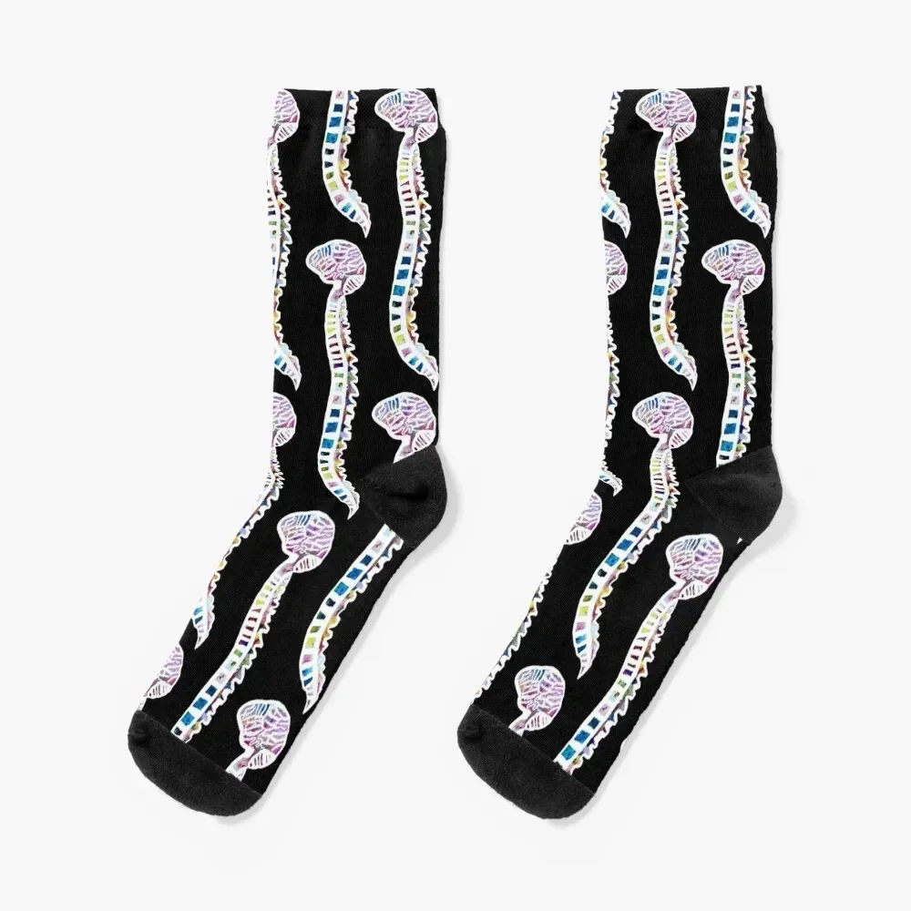 

Funfetti Brain and Spine (Dark Pattern) Socks christmass gift cotton Luxury Woman Socks Men's