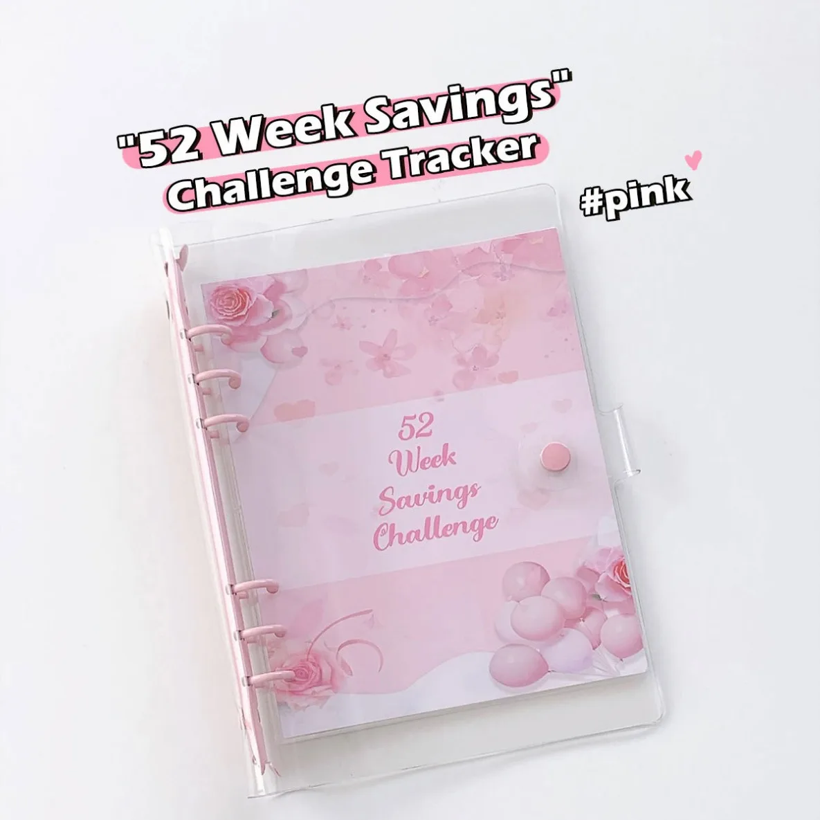 Cuaderno A5 con carpeta de hojas sueltas, desafío de ahorro de 52 semanas, con cuaderno de notas interior de 13 hojas, planificador diario,