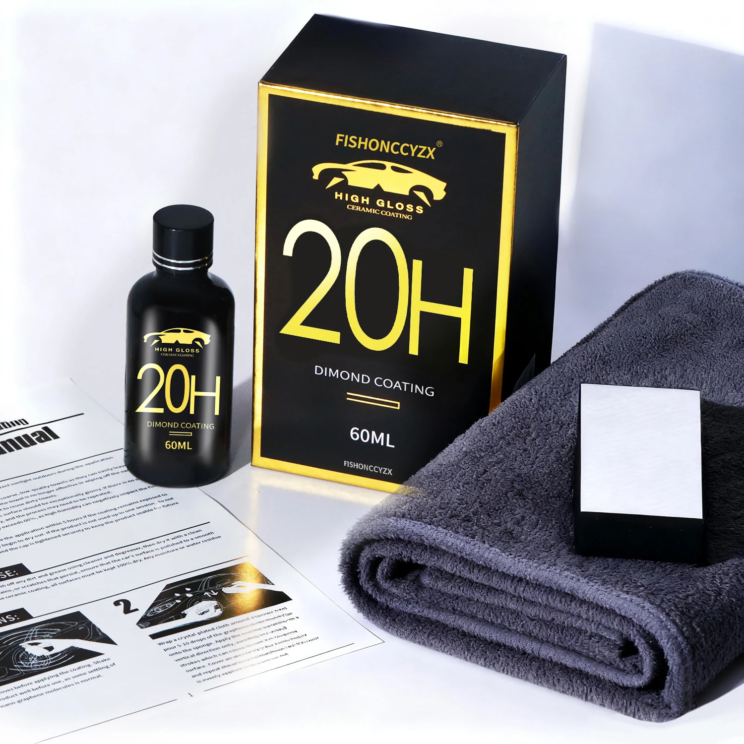 

20H Автомобильное нано-алмазное покрытие 60 мл Автомобильные аксессуары Детализация Устойчивость к царапинам Супер гидрофобный анти-УФ-анти-мортизирующий противообрастающий
