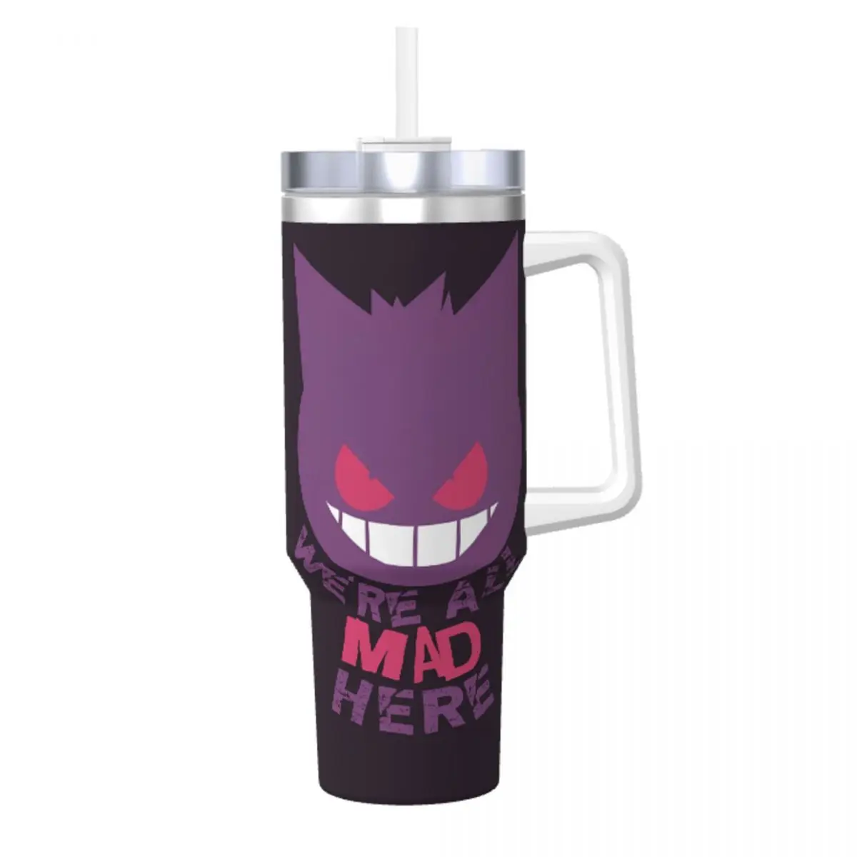 

Gengar Pokemon Stainless Steel Tumbler Beach Thermal Cups With Straws and Lid Large Mugs Cup Cold and Hot Water Bottle