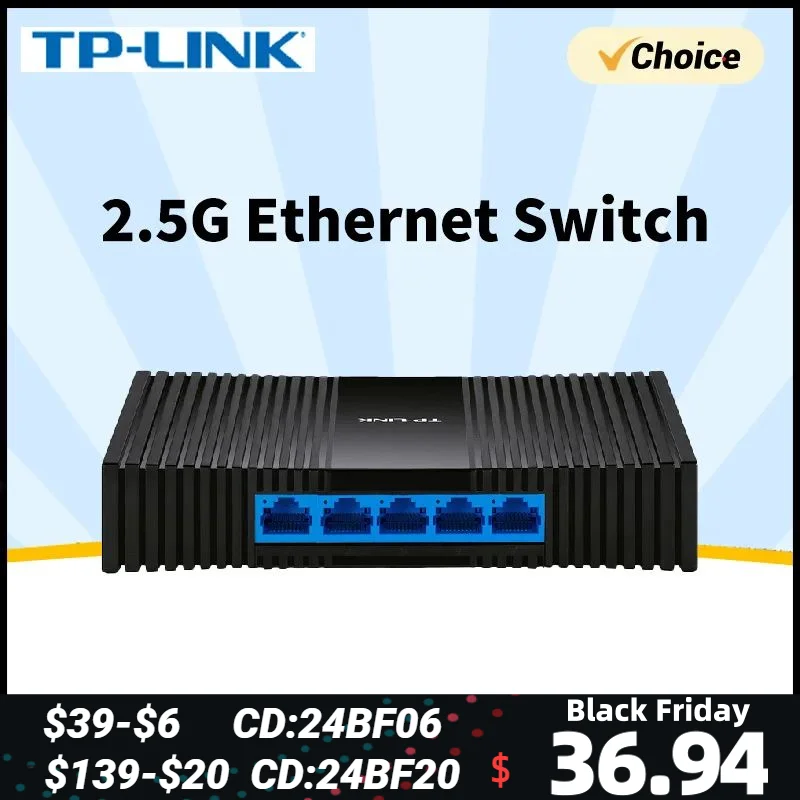 TP-Link 5 Port 2.5Gbps Ethernet Switch 2500M Network RJ45  Plug&Play Networking Hub Internet Splitter 1G Switches