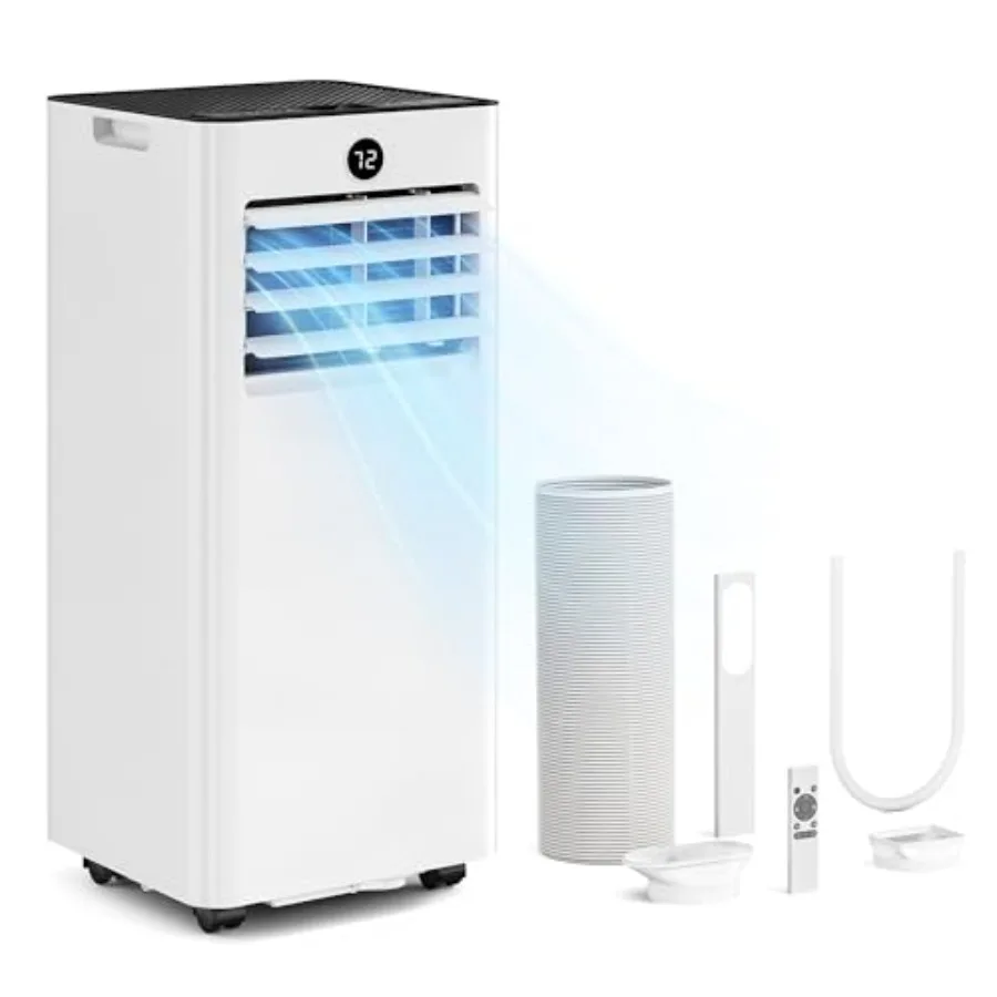 

Портативный кондиционер 8000 BTU 4-в-1 с режимами охлаждения, сушки, вентиляции и сна, быстрое охлаждение для помещений до 350 кв. футов, тихая работа, 2 режима.
