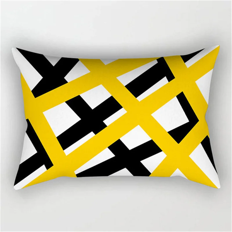 30x50cm Yellow Black Polyester Pillowcase Sofa Home Decoration Sunflower Geometric Cushion Cover Living Room Bedroom Pillow Case