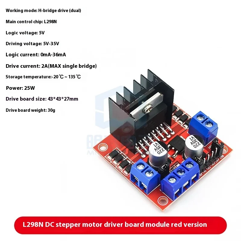 Módulo de placa de accionamiento de motor L298N, motor paso a paso CC, accesorios inteligentes para robot de coche