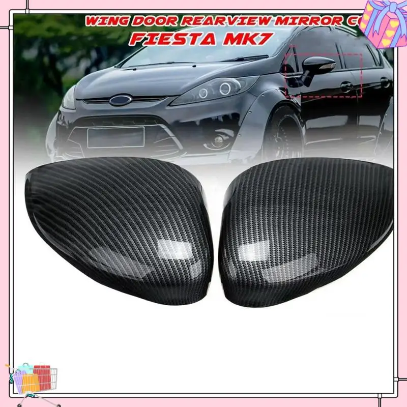 

A77T-Car Rearview Side Mirror Cover Caps For Ford Fiesta MK7 2009-2017 Accessories 8A6117K747CA 8A6117K746CA