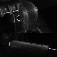 Car Gear Shift Knob Cover Kit Leather Handbrake Grip Handle Protector Cover For Suzuki Jimny JB64 JB74 Auto Interior Accessories