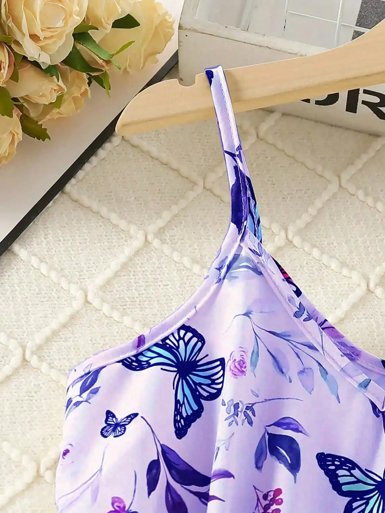 2026 Lässiges und elegantes Mädchenkleid mit Schmetterlingsdruck, ärmellos – V-Ausschnitt, lang, perfekte Wahl für den Sommer – Detail 14
