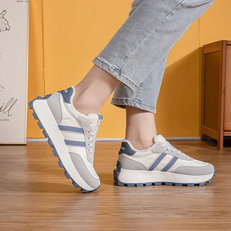 2023 Autumn Winter New Fashion Women Sneaker Brand Luxury Warm Soft Casual Footwear lace-up Light Flat Sport Shoes