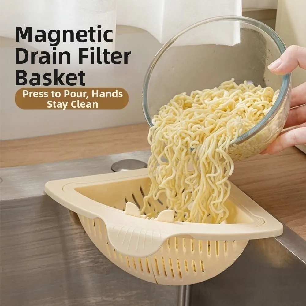 

Triangle Sink Strainer Basket Detachable Creative Kitchen Garbage Filter Self-Cleaning Magnetic Fixed