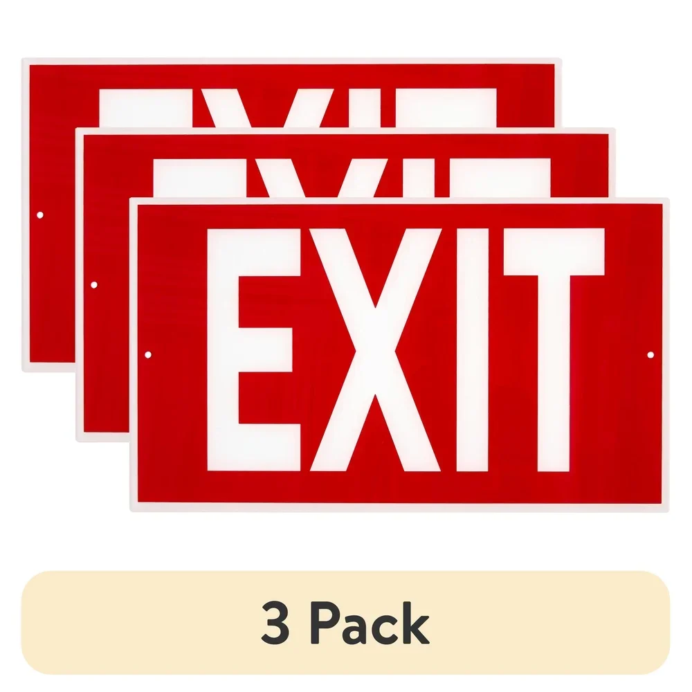 3 Pack 7x12 Inch Durable Acrylic Exit Sign High Visibility Red with White Text Emergency Use Impact Resistant