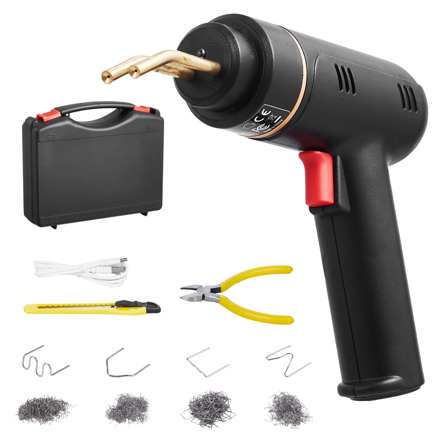 

SucceBuy Cordless Plastic Welder 120W Plastic Welding Gun Rechargeable Hot Staple Welding Gun Plastic Car Bumper Repair Kit