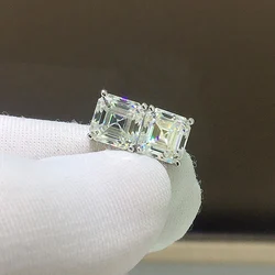 Luomansi 1 + 1 D orecchini quadrati Moissanite con certificato 100% - S925 argento donna gioielleria raffinata regalo di nozze