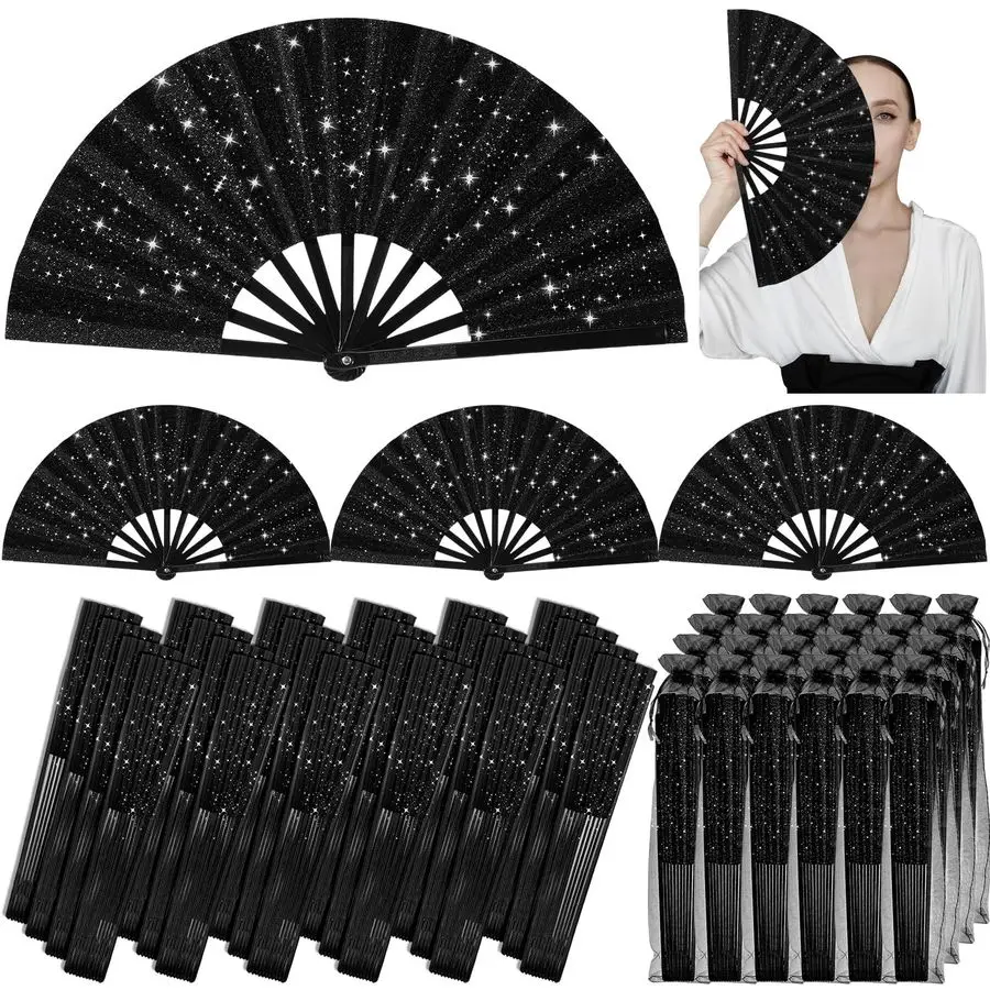 

Большие складные веера для линейных танцев, веера для танцев с ботинками на земле, веера для танцев с хлопками и пушингом, оптом для свадеб и фестивалей, в комплекте с сумкой.