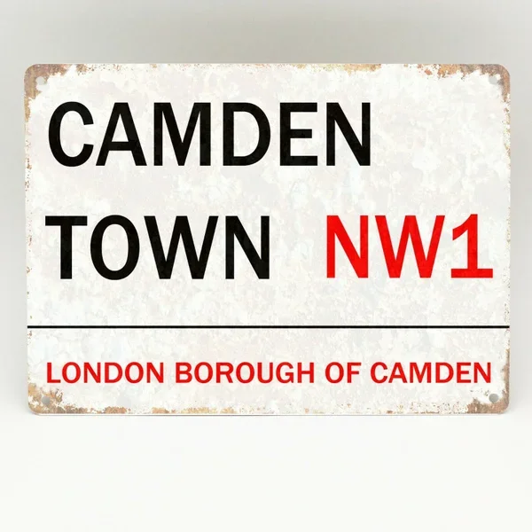 CAMDEN TOWN-letrero de Metal Retro Para decoración del hogar, cartel de mercado callejero de Londres, placa NW1, cueva de hombre
