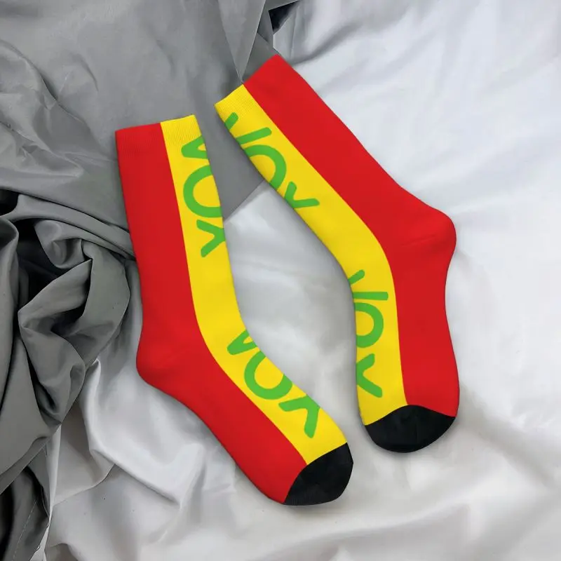 Spain Flag Vox Mens Crew Socks Unisex Fun 3D Print Spanish Political Party Dress Socks